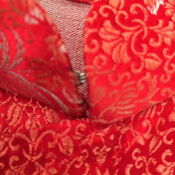 Vintage 60s Red Brocade Asian Chinese Cheongsam Dress Qipao Traditional (T3) - Picture 13 of 16